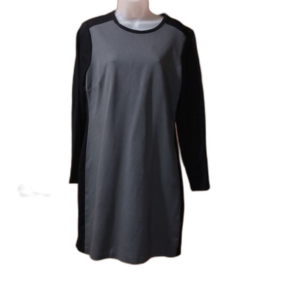 Banana Republic Gray and Black Midi Dress 14 Business Casual Carrer